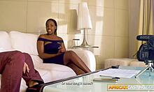 big natural tits black babe spreads wet pussy during fake job interview