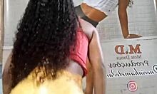 ebony and latina brunettes battle with asses in dance