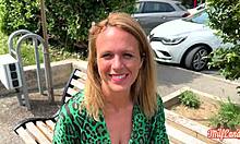 Julie the blonde milf realizes her desire in this threesome adventure