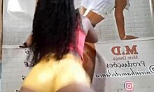 ebony and latina brunettes battle with asses in dance