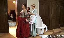 Watch two ardent teen beauties in intense lesbian fuck with dildo