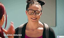 bitchy girls dominate nerd teen in wild lesbian orgy with aidra fox and others