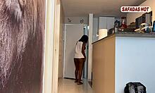 big TITS latina MILF SUCKS cock and GETS fucked BAREBACK by delivery guy