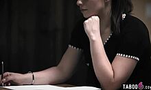 Cheerleader Sophia Burns Ass Drilled by Teacher Penny Barber for Grades