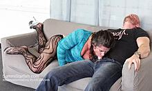 milf wife deepthroats and gets choked hard 😈