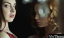 sexy blonde lures brunette into licking her wet pussy lips. she can't resist the hot milf's charm