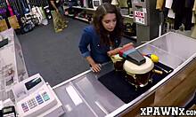 Pawnee babe Kitty Catherine gets fucked in the back office on hidden cam