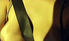 Brazilian Brunette Shows Big Tits In Traffic