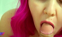 Gentle blowjob, she whispers, cum pulsating.