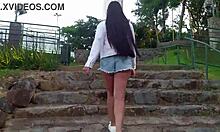 gostosa dos seios lindos fazendo sexo e exibicionismo em famoso ponto turistico