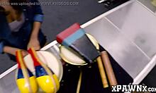 Pawnee babe Kitty Catherine gets fucked in the back office on hidden cam