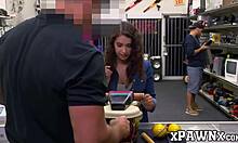 Pawnee babe Kitty Catherine gets fucked in the back office on hidden cam