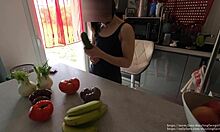 She takes a cucumber in her pussy for the first time on web chat