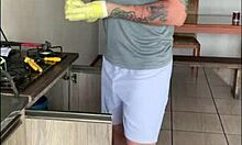 Boss whore provokes plumber to fuck and cum