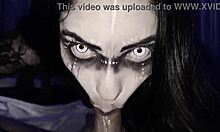 the brunette witch devours men on halloween, captured on homemade camera