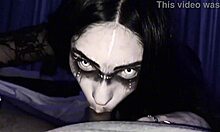 the brunette witch devours men on halloween, captured on homemade camera