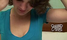 Tall Sexy Brunette Teen DEEP THROATS Fat Cock