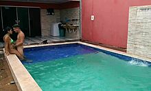 Passionate Encounter with Pregnant Latina in Pool, Feeling Intense Pleasure