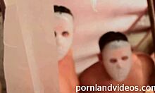 blonde teen slut fucking two big cocks in anal threesome action