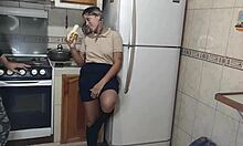 hot schoolgirl seduces stepfather and gets fucked in kitchen