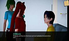 Redhead teen 18+ shows small tits in cartoon family