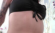 Shemale Milf Teases With Big Tits And Masturbation