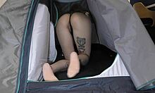 Babysitter in lingerie drips precum