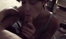 I watch ali give a closeup blowjob to a monster cock, licking and sucking until orgasm