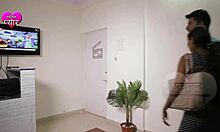 Cheating Boyfriend Caught at Work with Indian Girlfriend. Office Sex Drama Unfolds with Friend Watching.