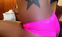 Ebony Babe Smoking And Twerking Ass In Pink Panties Close-Up