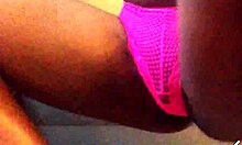 Ebony Babe Smoking And Twerking Ass In Pink Panties Close-Up