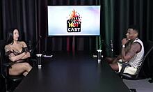 Young Transsexual in Sheer Red Lingerie Enjoys Anal Gang Bang with Will Mastro