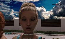 Mark plays pool games with his stepsister and her friends in the dorm.