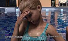 Mark plays pool games with his stepsister and her friends in the dorm.