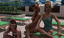 Mark plays pool games with his stepsister and her friends in the dorm.