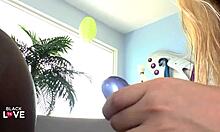 Bio girl toys black shemale's ass with monster cock