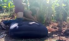 A stunning Indian beauty enjoys rough anal in the backyard