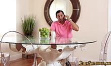 Yo, this petite teen’s face got totally jizzed on!