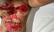 Amateur Asian Girl Draws On Naked Body With Lipsticks