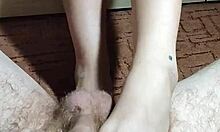 Asian girl satisfies cock with her legs and hands 😏