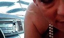 Samantha sucks cock deep and hard in outdoor amateur action.