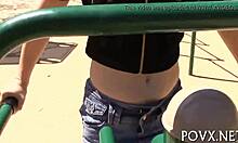 Alluring slut sucks erected cock 😍