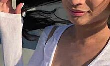 Petite Asian teen Avery Black fucked outdoors, big tits bouncing