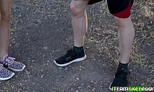 The athletic teen feels so lucky getting her pussy eaten outdoors