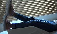 kristys new sneakers fetish close-up