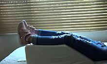 kristys new sneakers fetish close-up