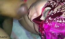 ebony bbw takes cum in anal while showing big natural tits in lingerie