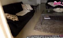 Athletic blonde teen in kitchen with tattoo and big ass