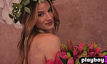 Roxy Shaw, that cute blonde teen, strips her lingerie and poses hotly in passion.