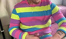 Horny college guy Joshua Lewis jacks off with big cock dirty talk